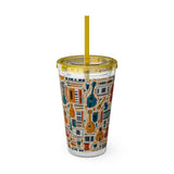Sunsplash Musical Instruments Design 01 on Tumbler with Straw - 16oz, Perfect for Music Lovers