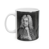 GF Handel Portrait on Ceramic Mug 11oz - Musician Gift, Coffee Cup for Music Lovers