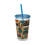 Sunsplash Musical Instruments Design 02 on Tumbler with Straw - 16oz, Perfect for Music Lovers