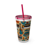 Sunsplash Musical Instruments Design 02 on Tumbler with Straw - 16oz, Perfect for Music Lovers