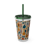 Sunsplash Musical Instruments Design 01 on Tumbler with Straw - 16oz, Perfect for Music Lovers