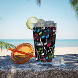 Music Notes Design 04 on Tumbler with Straw - 16oz, Perfect for Music Lovers