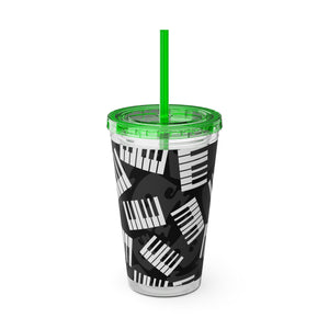 Piano Keys Design 03 on Tumbler with Straw - 16oz, Perfect for Music Lovers