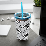 Piano Keys Design 04 on Tumbler with Straw - 16oz, Perfect for Music Lovers