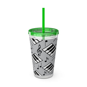 Piano Keys Design 04 on Tumbler with Straw - 16oz, Perfect for Music Lovers