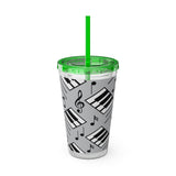 Piano Keys Design 04 on Tumbler with Straw - 16oz, Perfect for Music Lovers