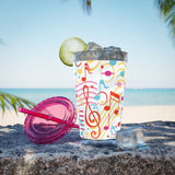 Music Notes Design 01 on Tumbler with Straw - 16oz, Perfect for Music Lovers