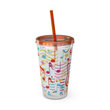 Music Notes Design 01 on Tumbler with Straw - 16oz, Perfect for Music Lovers