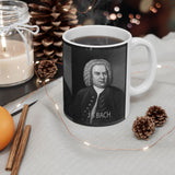 JS Bach Portrait on Ceramic Mug 11oz - Musician Gift, Coffee Cup for Music Lovers