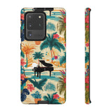 Tropical Piano Samsung Galaxy Phone Case - Floral Design for Music Lovers