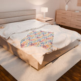 Music Notes Design 02 on Velveteen Plush Blanket for Music Lovers
