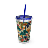 Sunsplash Tropical Piano Design 01 on Tumbler with Straw - 16oz, Perfect for Music Lovers