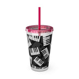 Piano Keys Design 03 on Tumbler with Straw - 16oz, Perfect for Music Lovers