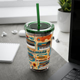 Sunsplash Musical Instruments Design 02 on Tumbler with Straw - 16oz, Perfect for Music Lovers
