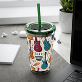 Sunsplash Musical Instruments Design 03 on Tumbler with Straw - 16oz, Perfect for Music Lovers