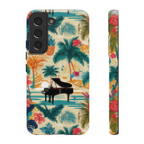 Tropical Piano Samsung Galaxy Phone Case - Floral Design for Music Lovers