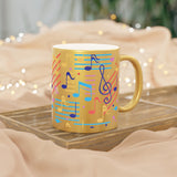 Musical Notes Design 02 on Metallic Mug (Silver / Gold) 11 oz Beautiful Design For Music Lovers