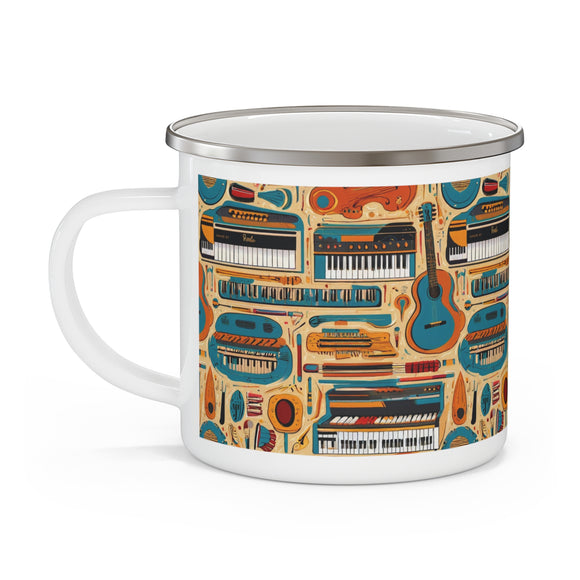 Musical Instruments Design 02 on Enamel Camping Mug