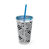 Piano Keys Design 04 on Tumbler with Straw - 16oz, Perfect for Music Lovers