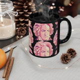 Beethoven Pattern 6 on Black mug 11oz