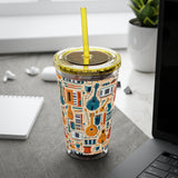 Sunsplash Musical Instruments Design 01 on Tumbler with Straw - 16oz, Perfect for Music Lovers