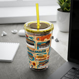 Sunsplash Musical Instruments Design 02 on Tumbler with Straw - 16oz, Perfect for Music Lovers