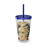 Beethoven Design 02 on Tumbler with Straw - 16oz, Perfect for Music Lovers