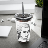 Mozart Sketch Design on Tumbler with Straw - 16oz, Perfect for Music Lovers