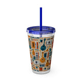 Sunsplash Musical Instruments Design 01 on Tumbler with Straw - 16oz, Perfect for Music Lovers