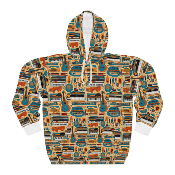 Musical Instruments Design 02 on Unisex Pullover Hoodie - Lovely Design For Music Lovers