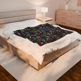 Music Notes Design 04 on Velveteen Plush Blanket for Music Lovers