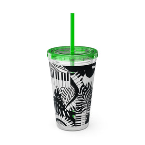 Piano Keys Design 02 on Tumbler with Straw - 16oz, Perfect for Music Lovers