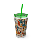 Sunsplash Musical Instruments Design 01 on Tumbler with Straw - 16oz, Perfect for Music Lovers