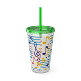 Music Notes Design 02 on Tumbler with Straw - 16oz, Perfect for Music Lovers