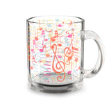 Music Notes Design 01 on Glass Mug - 10oz Coffee Cup for Music Lovers