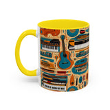 Musical Instruments Design 02 on Accent Coffee Mug - Beautiful Design for Music Lovers