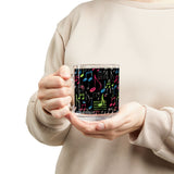Music Notes Design 04 on Glass Mug - 10oz Coffee Cup for Music Lovers