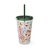 Music Notes Design 01 on Tumbler with Straw - 16oz, Perfect for Music Lovers