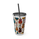 Sunsplash Musical Instruments Design 03 on Tumbler with Straw - 16oz, Perfect for Music Lovers