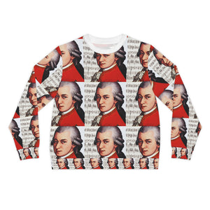 Mozart and Manuscript Design on Lightweight Sweatshirt | Music Lover's Gift