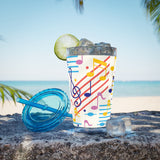 Music Notes Design 02 on Tumbler with Straw - 16oz, Perfect for Music Lovers