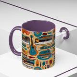 Musical Instruments Design 02 on Accent Coffee Mug - Beautiful Design for Music Lovers