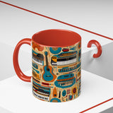 Musical Instruments Design 02 on Accent Coffee Mug - Beautiful Design for Music Lovers