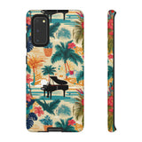 Tropical Piano Samsung Galaxy Phone Case - Floral Design for Music Lovers