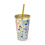 Music Notes Design 02 on Tumbler with Straw - 16oz, Perfect for Music Lovers