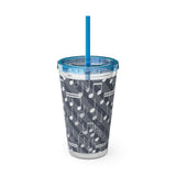 Music Notes Design 03 on Tumbler with Straw - 16oz, Perfect for Music Lovers