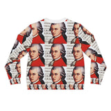 Mozart and Manuscript Design on Lightweight Sweatshirt | Music Lover's Gift
