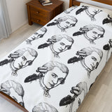 Mozart Sketch Design on Velveteen Plush Blanket for Music Lovers