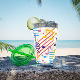 Music Notes Design 02 on Tumbler with Straw - 16oz, Perfect for Music Lovers