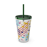 Music Notes Design 02 on Tumbler with Straw - 16oz, Perfect for Music Lovers